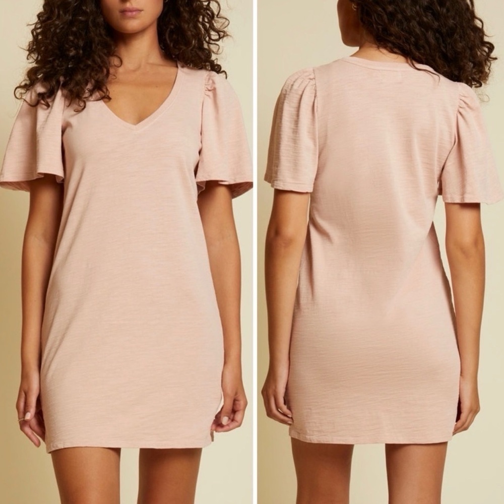 Nation Ltd Mallory Flutter Sleeve Tshirt Dress in Light Millenial Pink size XS